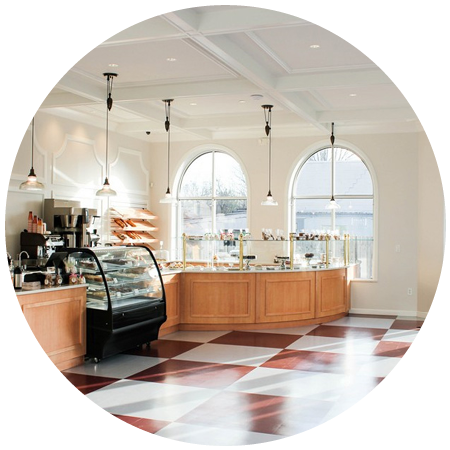 Internal view of an architecture project featuring a bakery.