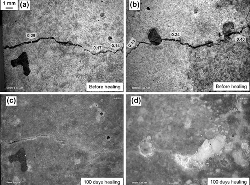 Before and after images of concrete healing