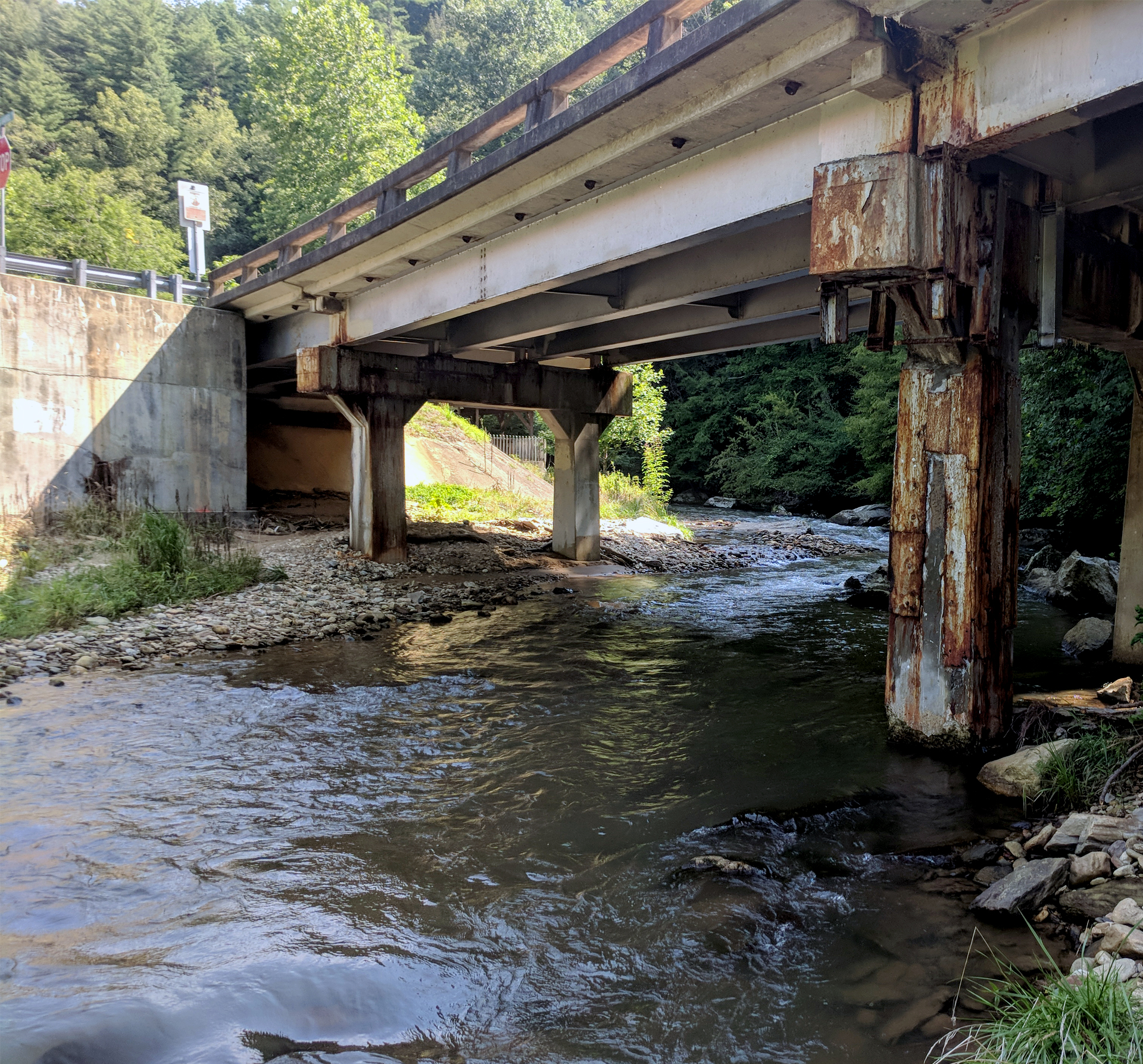 Picture of water damage to the structure of the bridge in the B5989 Madison County bridge replacement project.