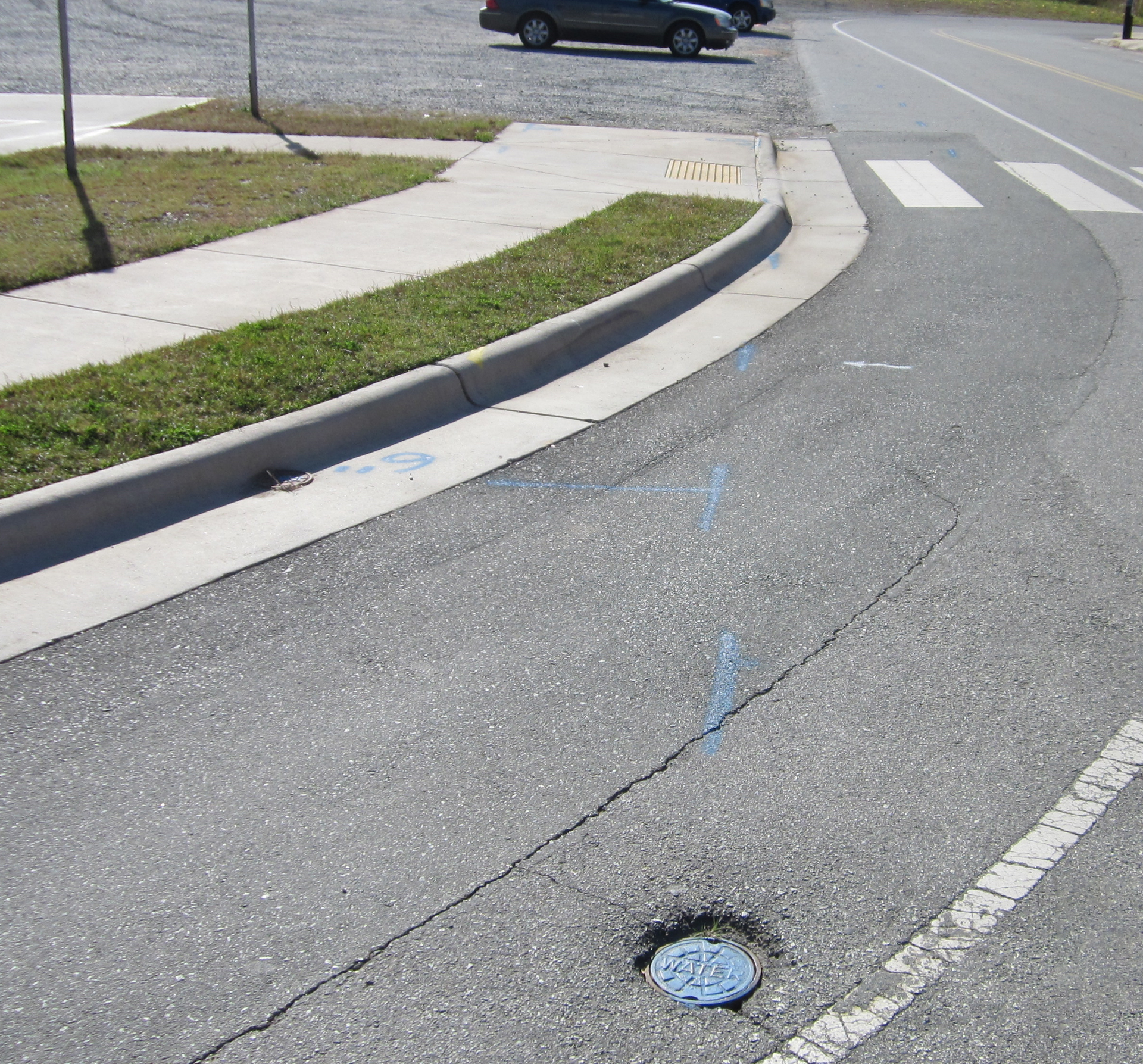 CMAQ Sidewalk Connections surveying and marking work being performed.