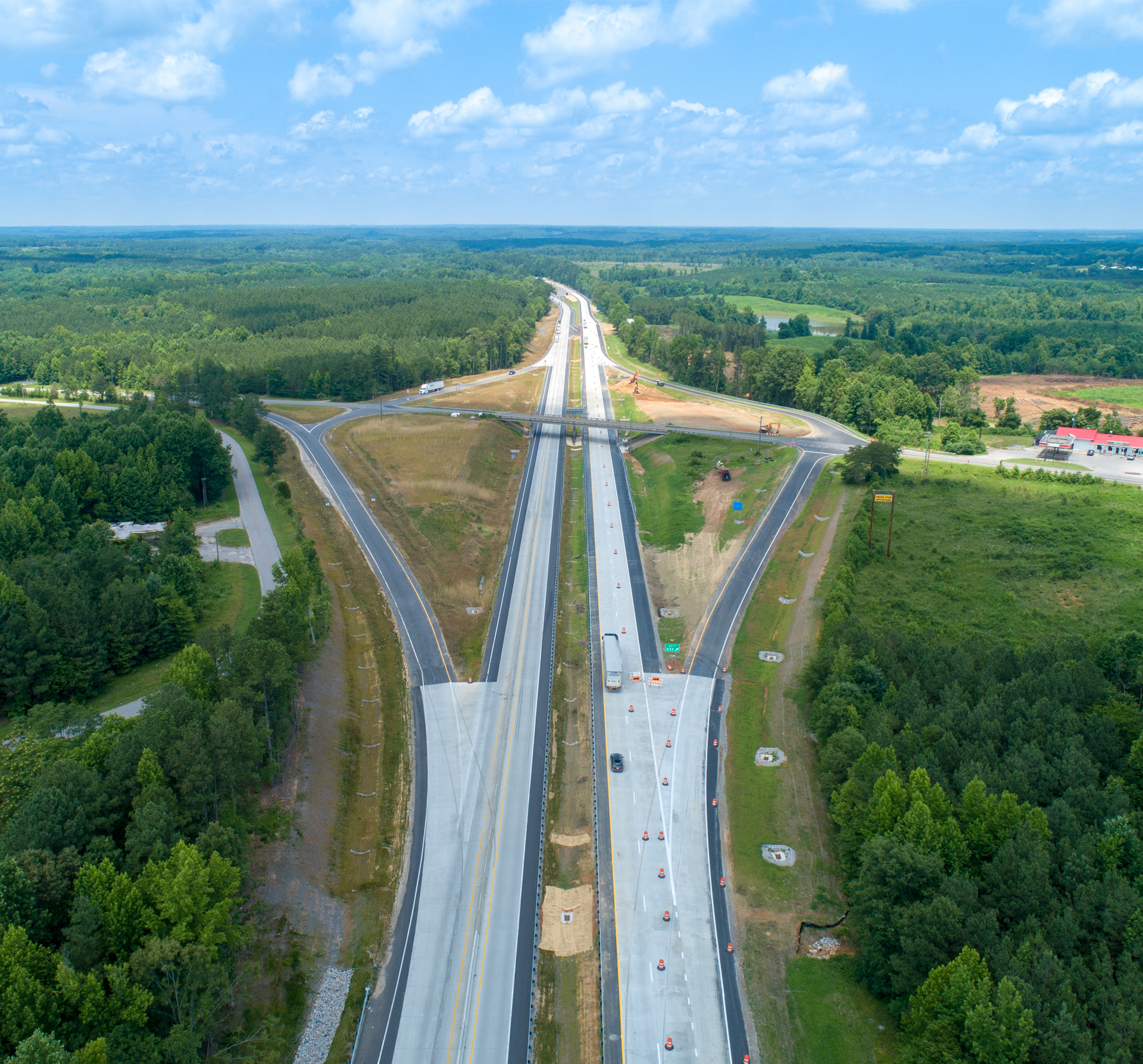 NCDOT I-85 Rehabilitation aerial photograph of the project roadway