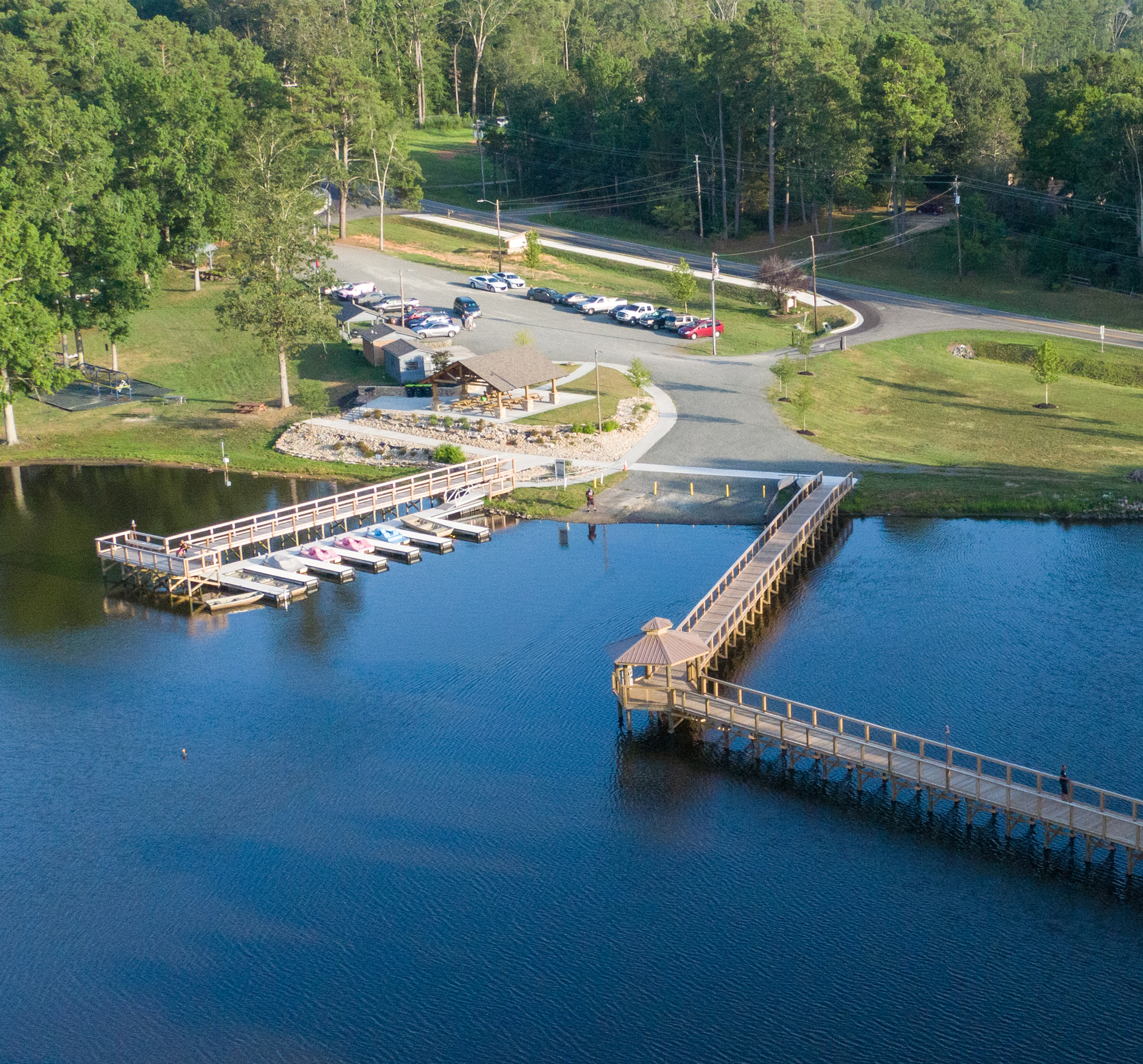 lake rogers park dock, parking, and boardwalk