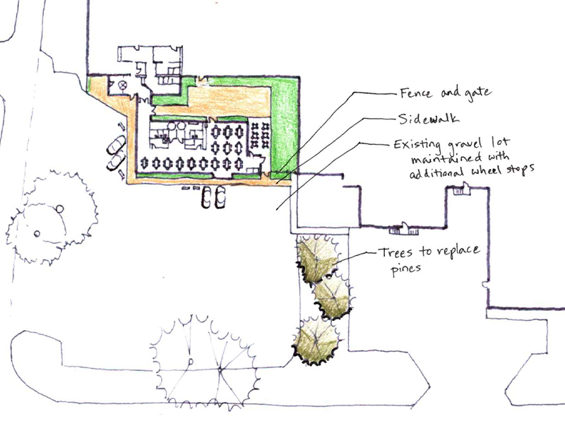 Sketch of proposed landscape design for the Brookwood Farms Master Plan