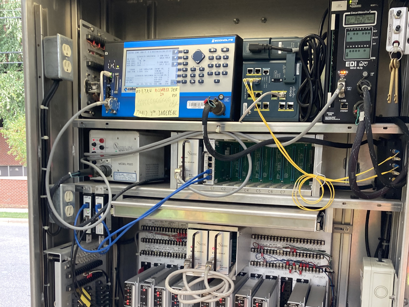 Inside of an Electrical Box for a Traffic Signal