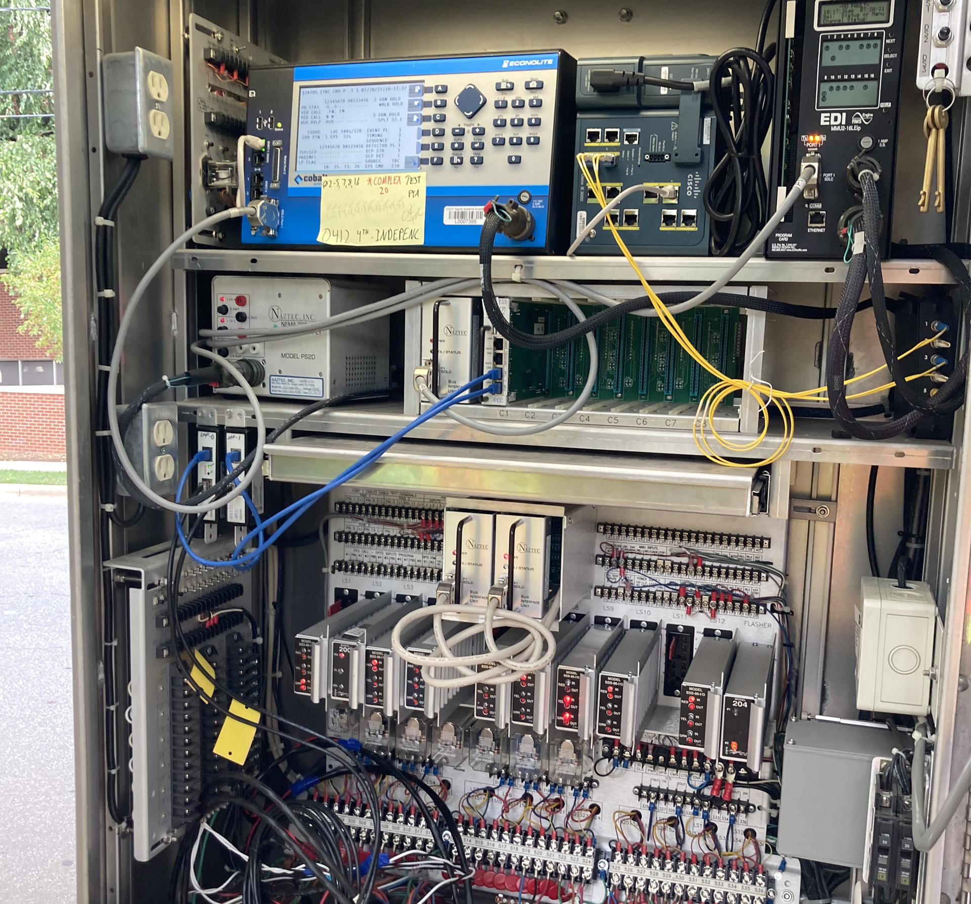 Inside of an Electrical Box for a Traffic Signal