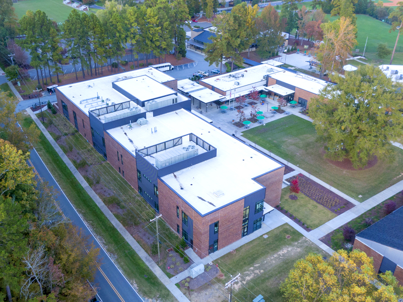 Aerial View of Durham Academy School Building