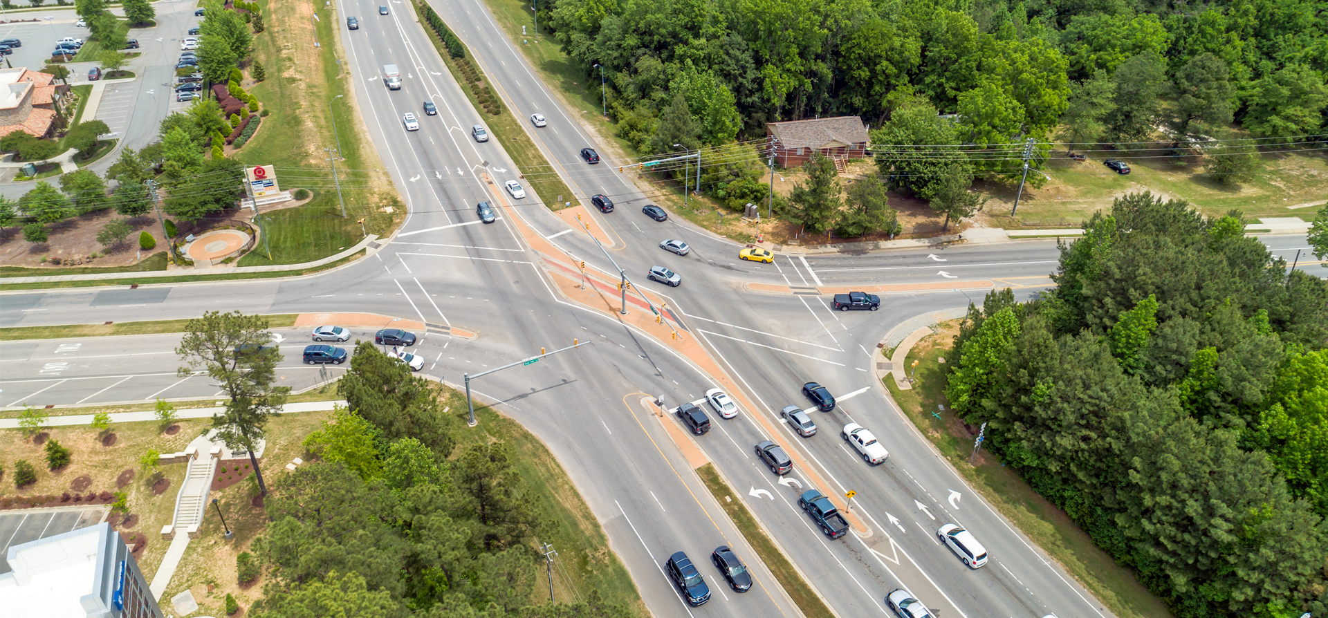 NC Highway 55 Turn Lane Addition photograph of completed right-turn lane addition.