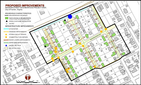 Map for Proposed Improvements for the Madison Street Neighborhood Project