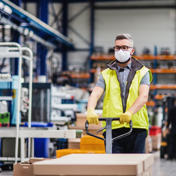 Warehouse Worker with Mask On