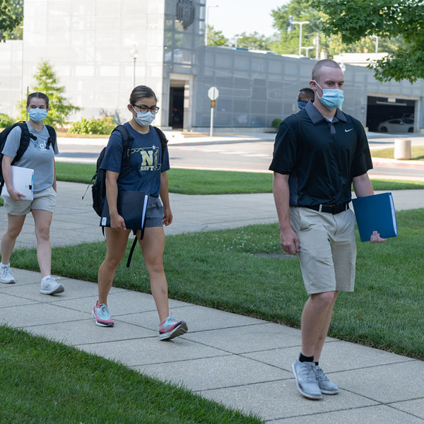 Students on Campus in Masks