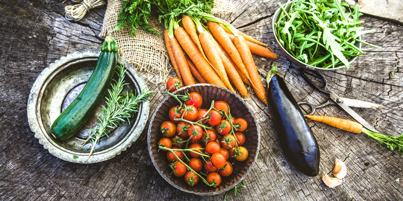 Vegetables on a Piece of Wood