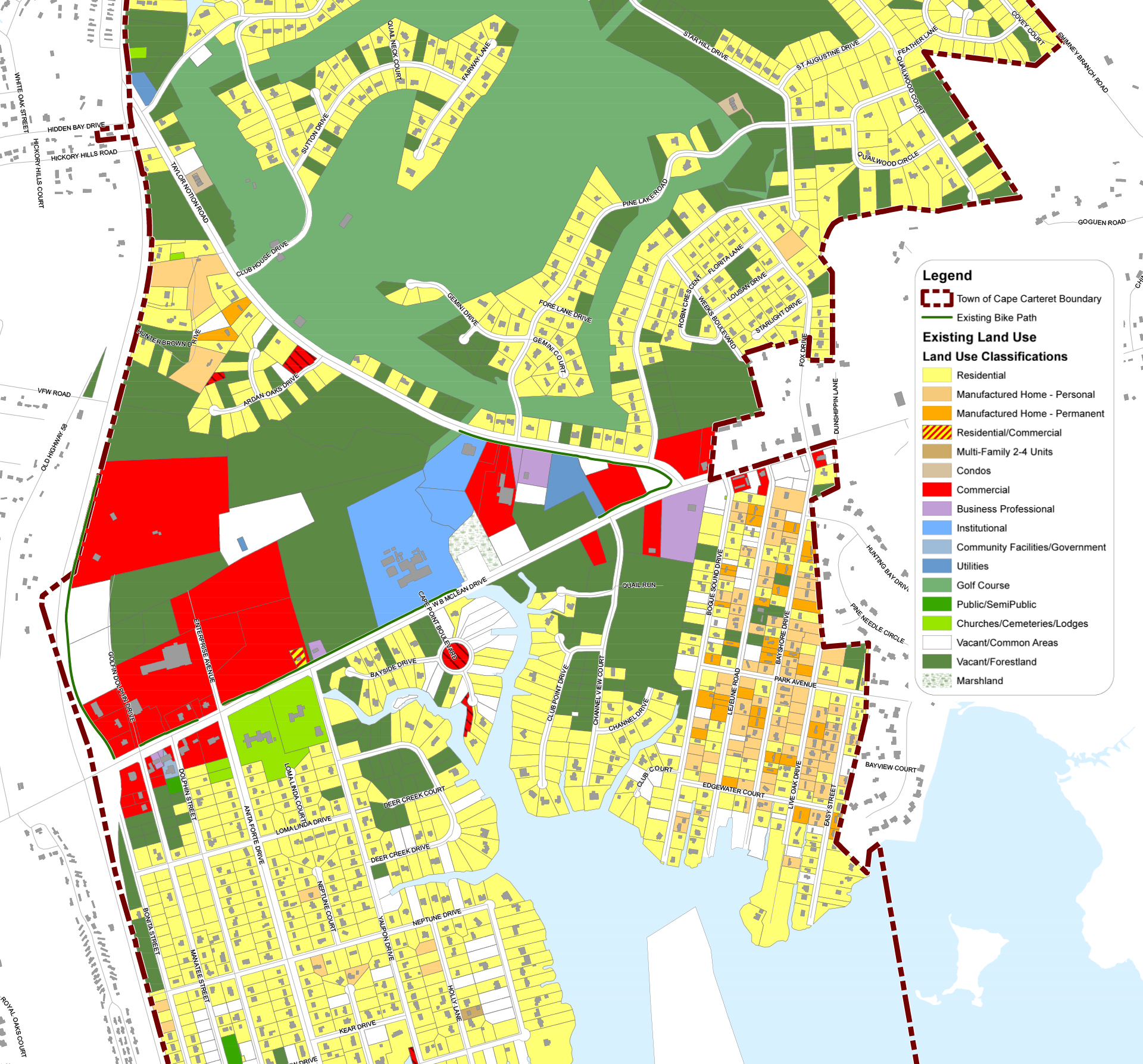 Existing Land Use Map for the Town of Cape Carteret Cama Land Use Plan