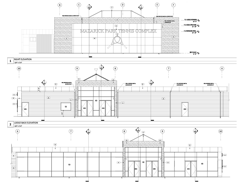 Elevation Plans for the Mazareck Park Tennis Pavilion