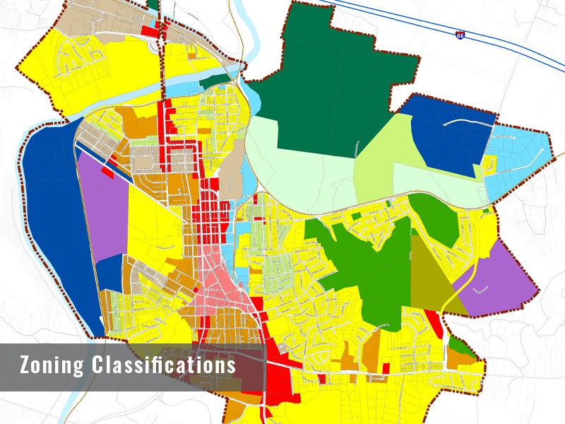 Zoning Classifications Map for the Front Royal Comprehensive Plan and UDO
