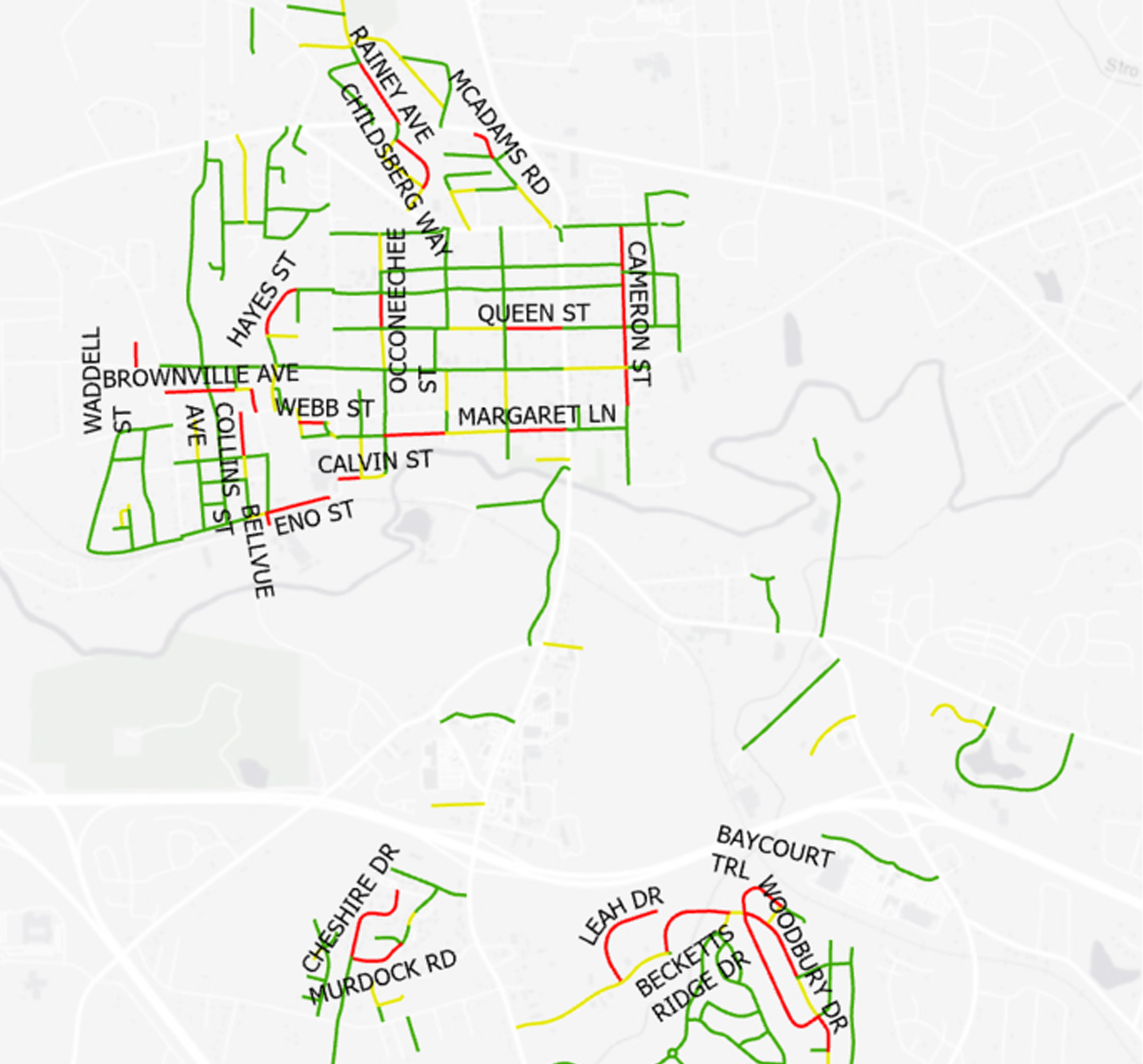 Roadway Map for the Hillsborough Pavement Preservation Project