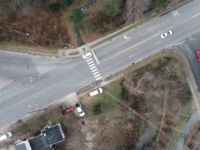 Aerial of Roadway for the Lake Wheeler Road Improvements Project