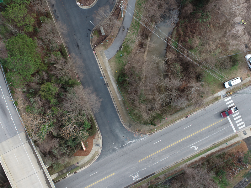 Aerial of Roadway for the Lake Wheeler Road Improvements Project