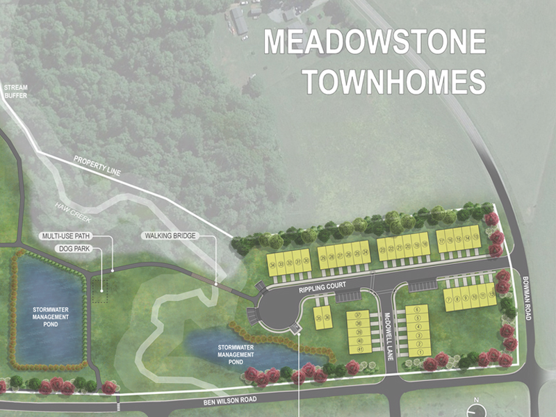 Up Close View of Concept Layout for the Meadowstone Townhomes