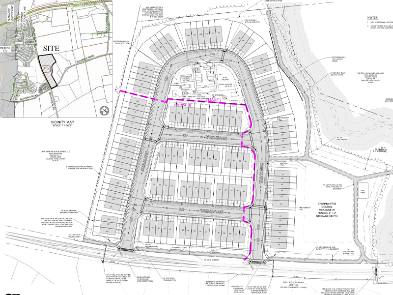 Phase I and II Map for the Meadowstone Townhomes