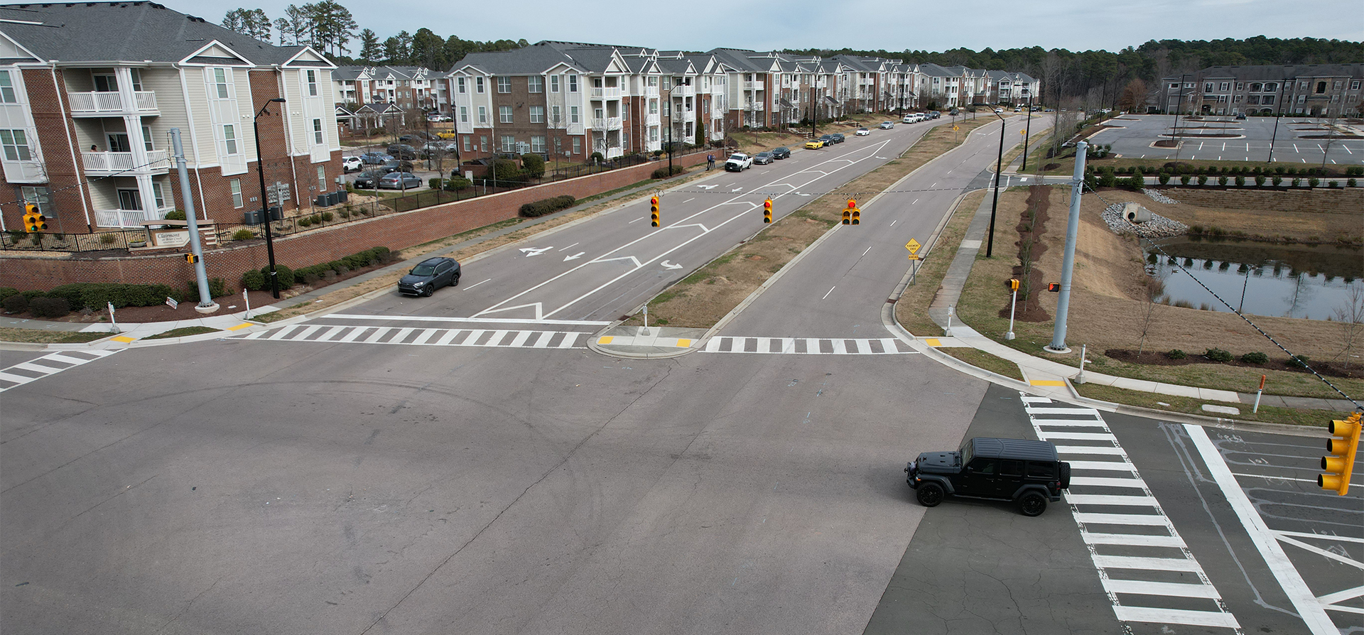 Aerial View of Intersection for the City of Raleigh Signal Design Project