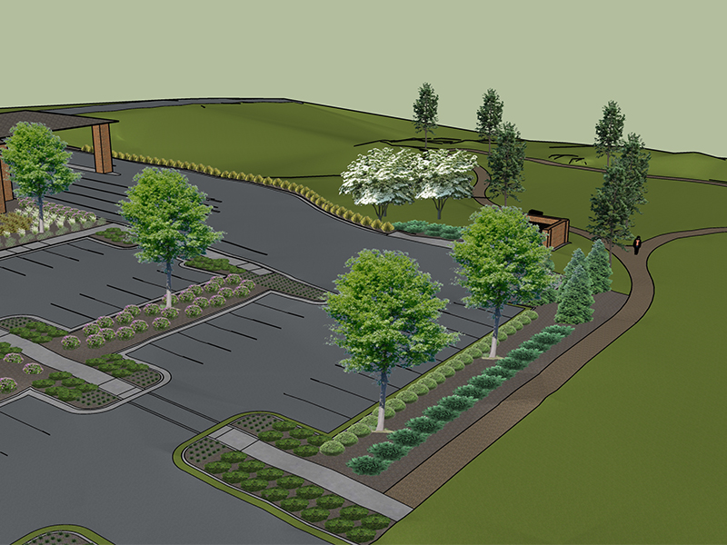 Rendering of the Parking Area and Walking Trail for the SECU Midtown Market Location