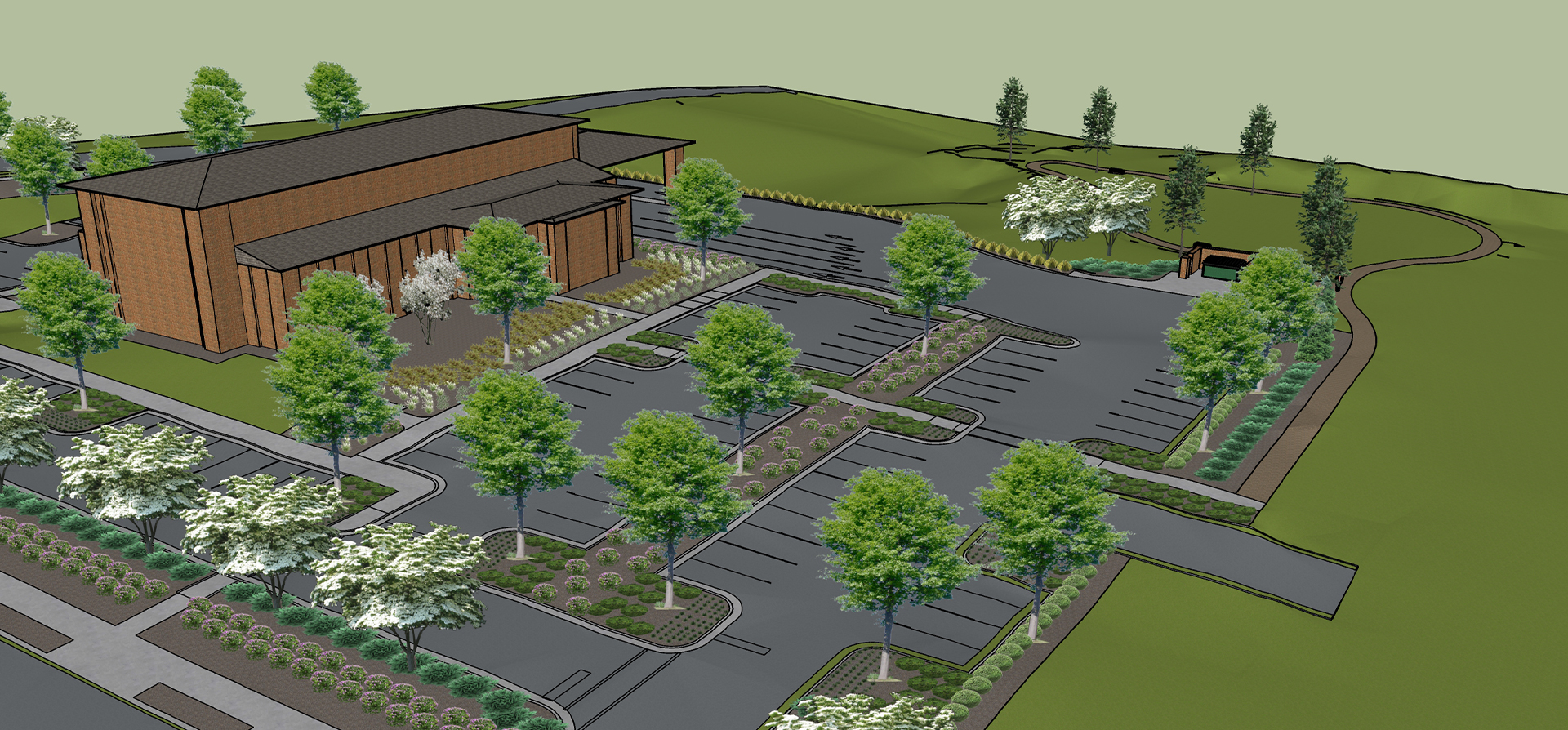 Concept Rendering for the Parking Area of the SECU Midtown Market Location