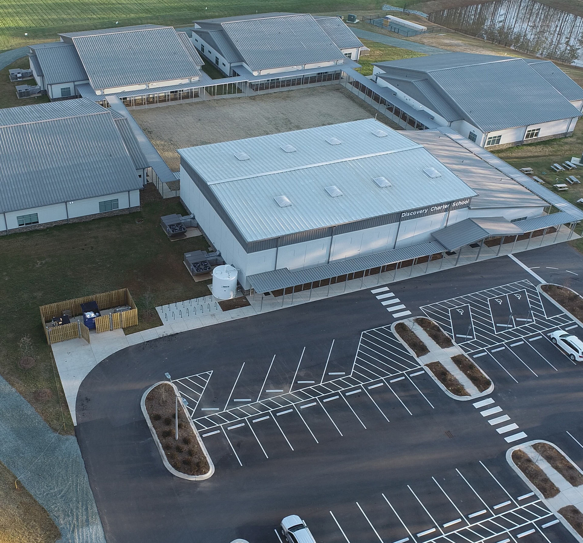 Aerial View of the Discovery Charter School in Durham, NC