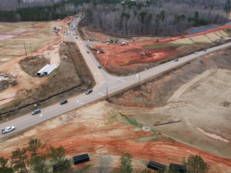 Aerial View of Construction for the Complete 540 Project
