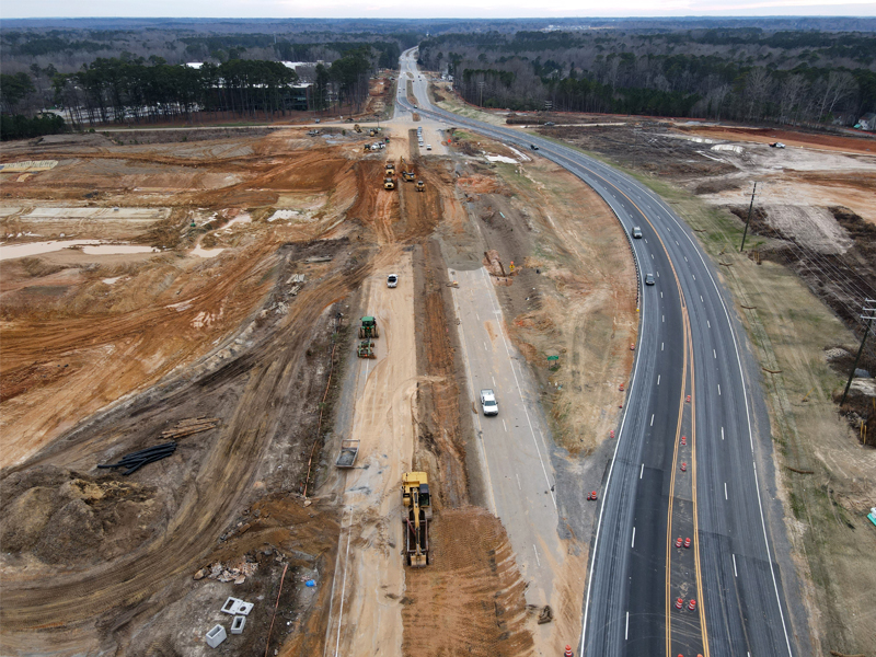 Aerial View of Construction for the Complete 540 Project