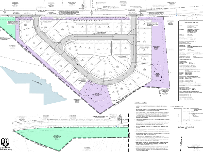 Plan Sheet for the Retreat at Lake Michael Subdivision