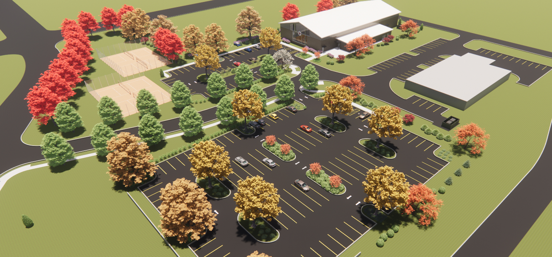 Exterior mockup of the Carolina Legacy Volleyball Center.