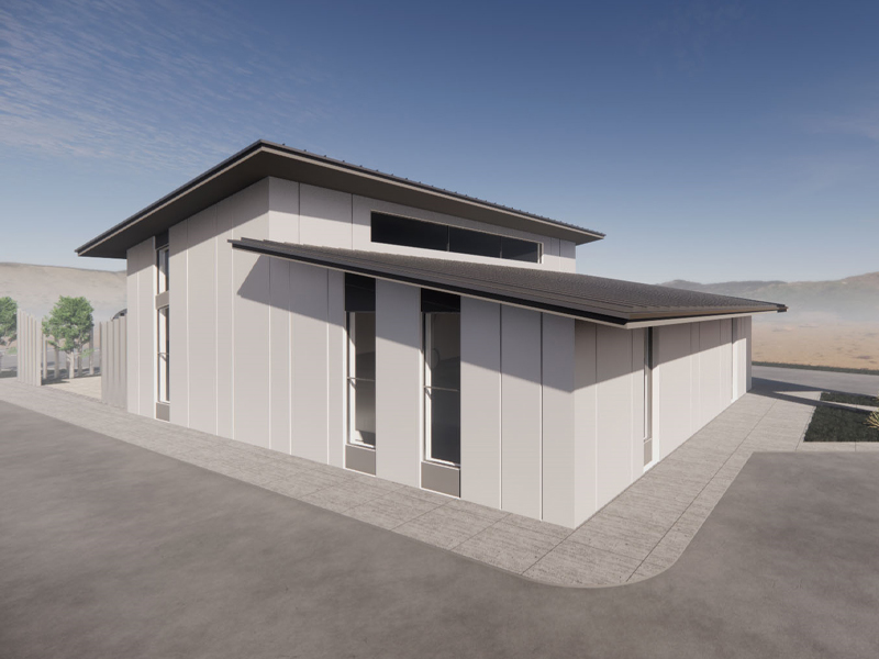 External corner shot of an architectural rendering featuring 10000 Brighton.