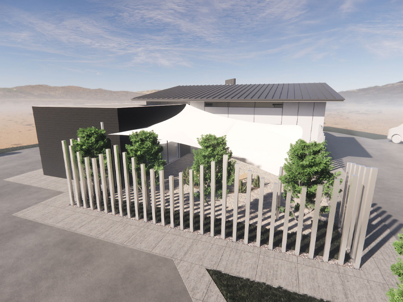 External, isometric architectural rendering of 10000 Brighton.