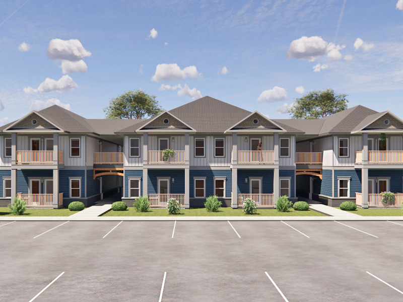 Direct, head-on rendering of the 11th Street Apartments