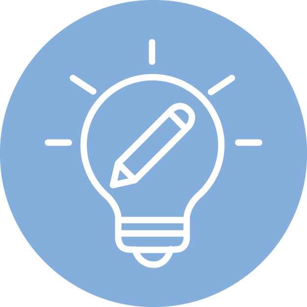 Vector icon of a pencil within a lightbulb.