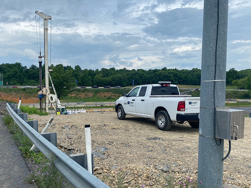 Summit truck on-site at the Inwood bypass construction zone.