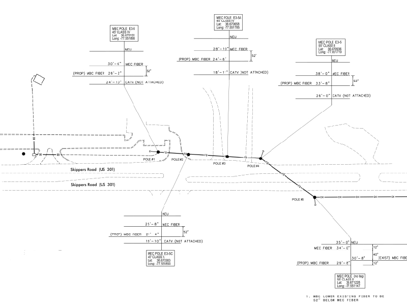 Mid Atlantic broadband slider project design and construction map featuring Skippers Road
