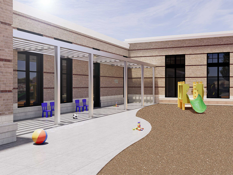 Mountain View Montessori School - Architectural Design Rendering of the playground.
