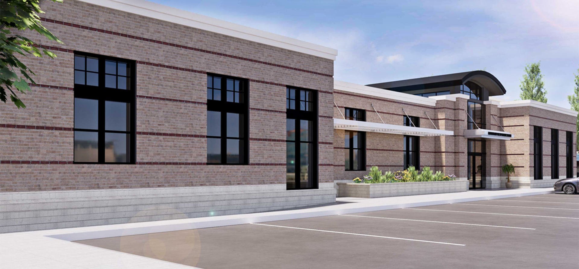 Mountain View Montessori School - Architectural Design Rendering of the front entrance