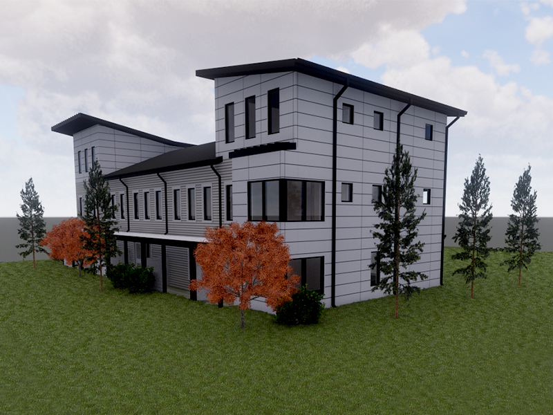 3D render of an architectural plan for the Chesapeake redevelopment housing authority multi-family apartments project.