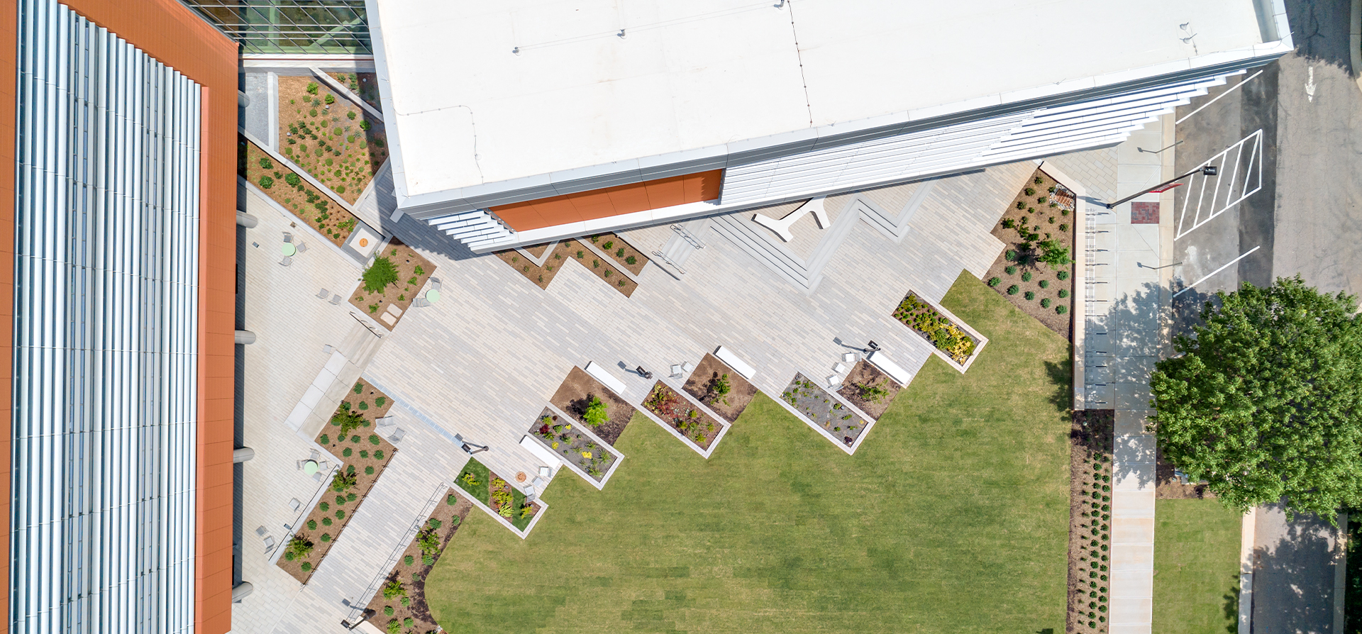 NCSU Plant Sciences Building aerial photograph of landscape layout.