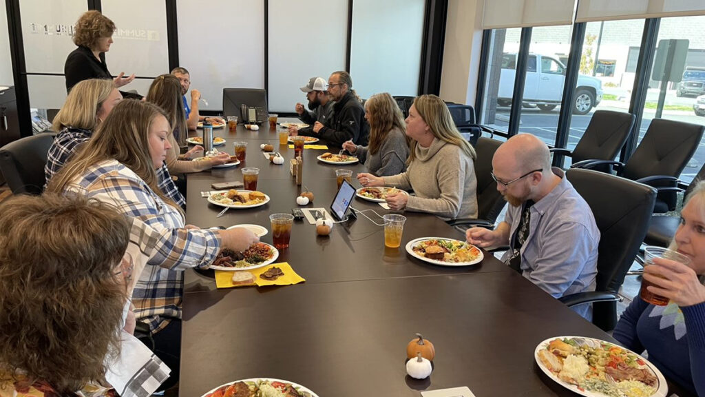 Holiday group lunch at the Hillsborough office.