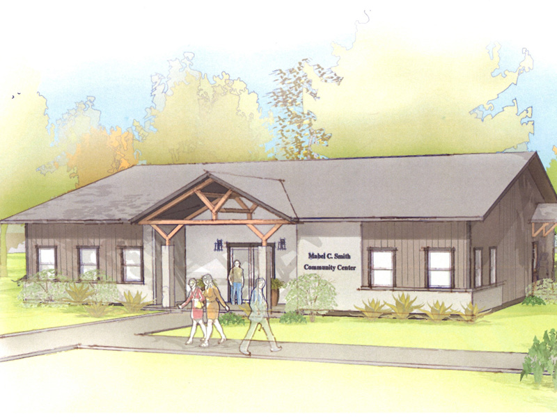 Architectural drawing featuring the Mabel C. Smith Community Center in Fayetteville.