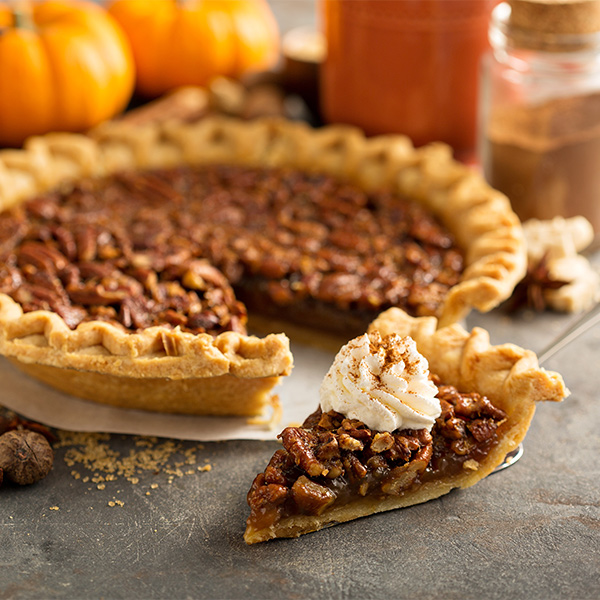 Pecan pie with whip cream.