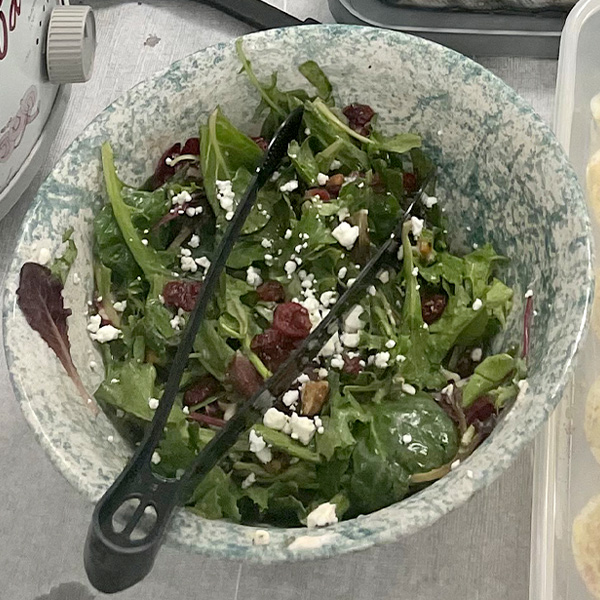 Cranberry and blue cheese crumble salad.