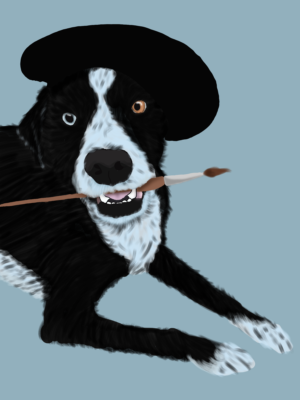 Digital portrait of a dog.