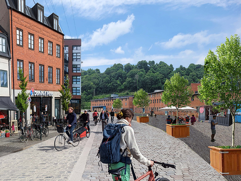 Photobash rendering of the Creekside Area of Galax for the Galax Small Area Plan