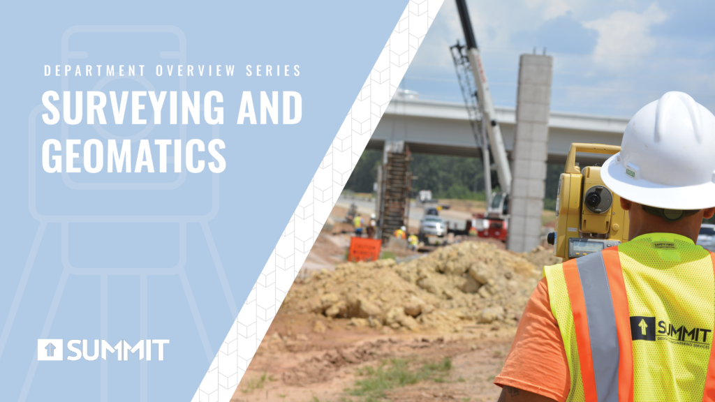 Decorative banner featuring a surveyor at a job site.