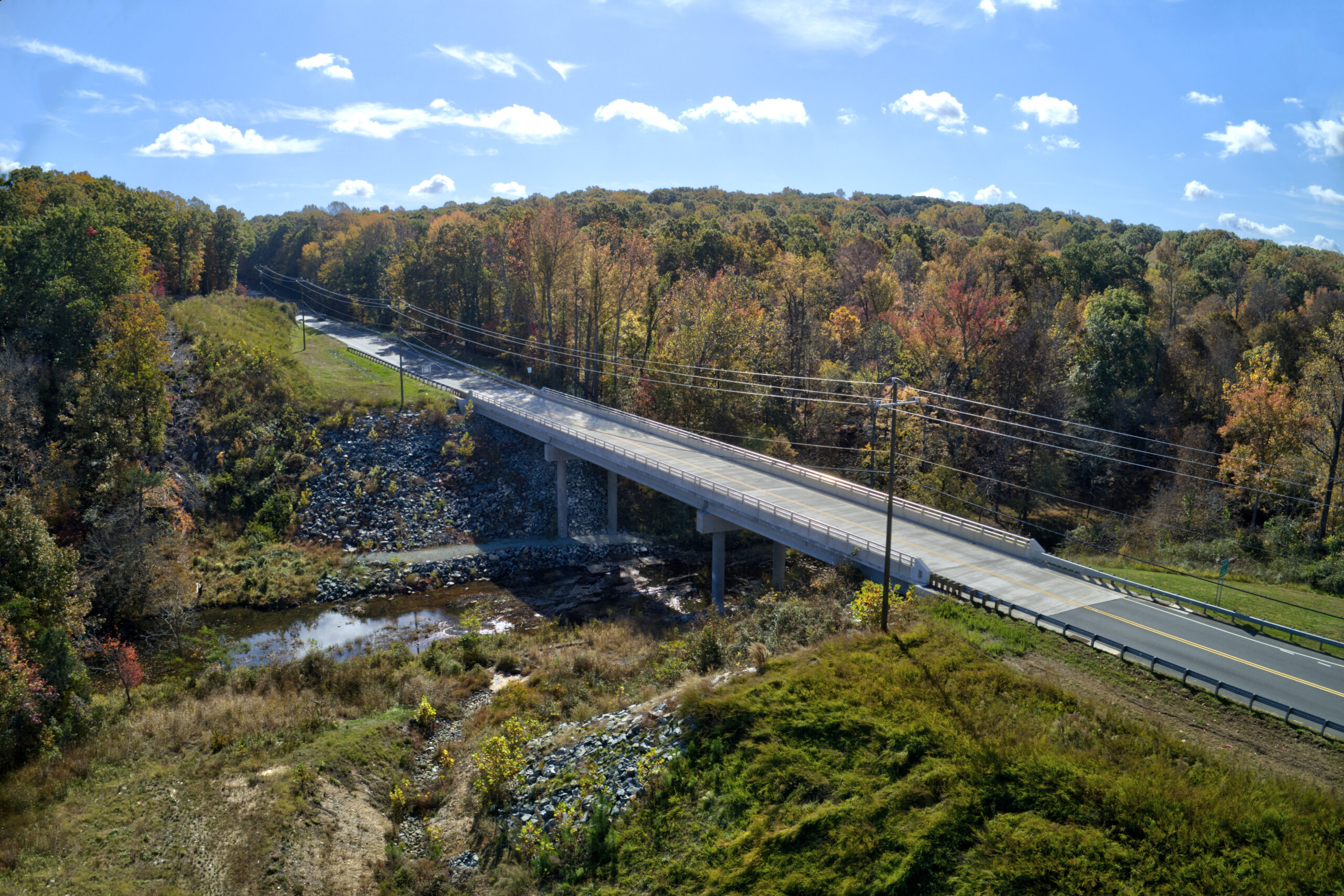 Overhead drone shot of the completed Bridge 046 for B-4962 project