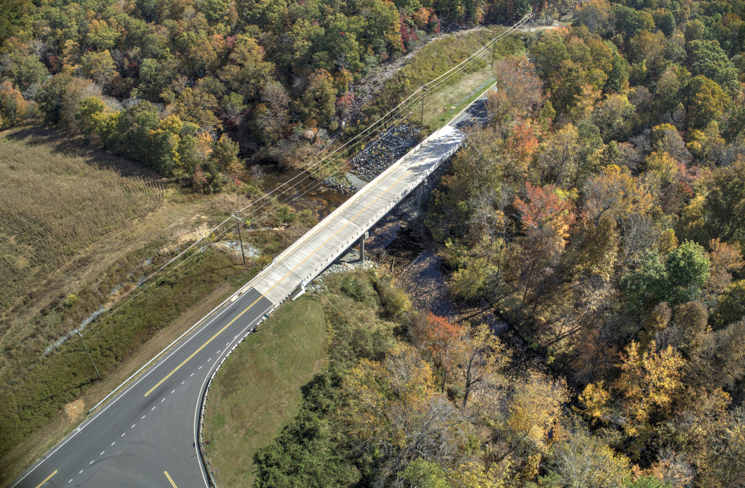 Overhead drone shot of the completed Bridge 046 for B-4962 project